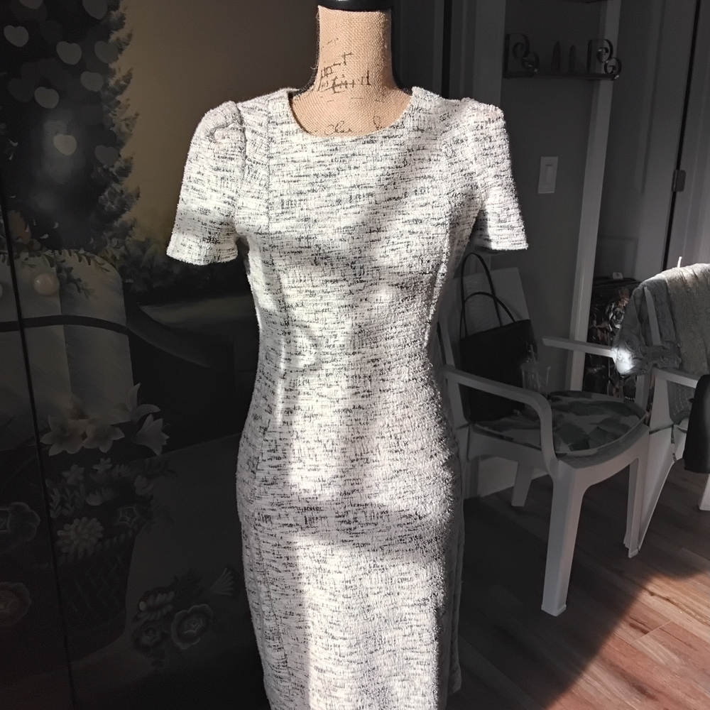 Calvin Klein Black and White Midi Dress